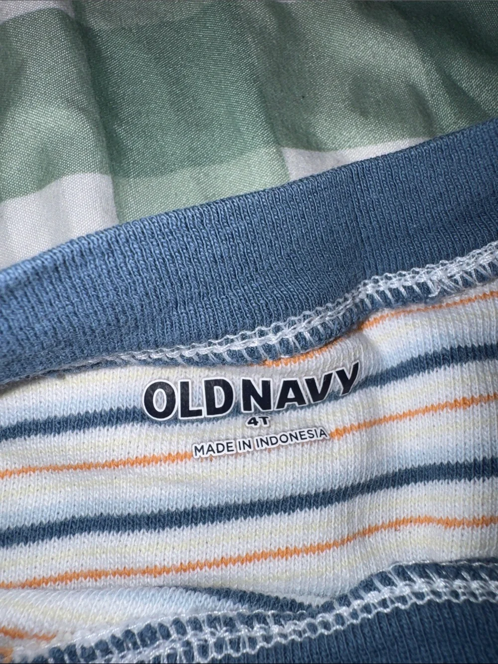 Old Navy Cream Striped Short Sleeve Tee with Navy Trim